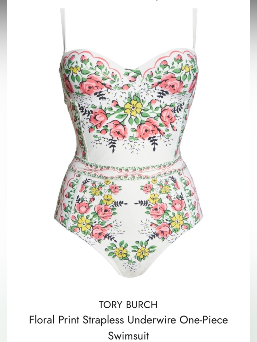 NWT Tory Burch White Floral One-Piece Swimsuit - Picture 1 of 4
